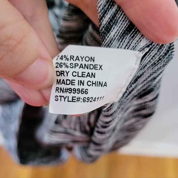 Shoshanna 'Becky' Black White Marled Space Dye‎ Long Sleeve Fit & Flare Dress, S - Picture 8 of 11